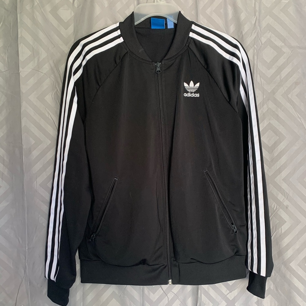 3- Stripe Adidas Track Jacket- Black